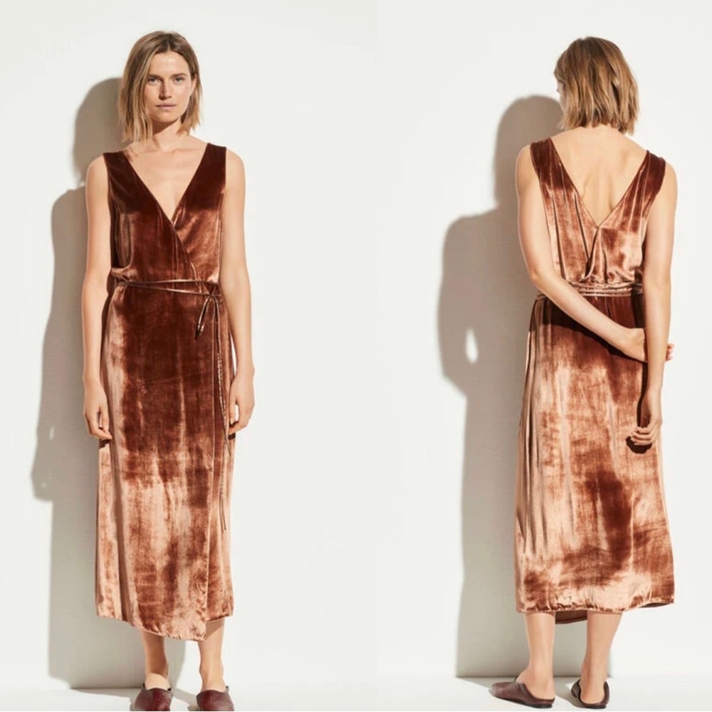 Vince Panné Wrap Dress in Rose Gold Size Small
